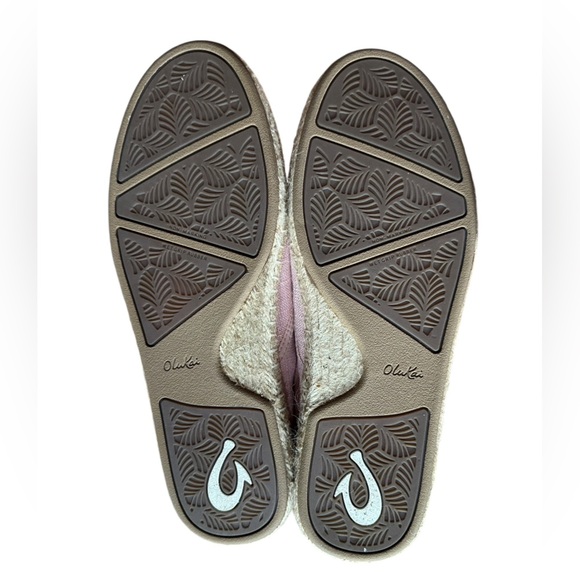 Olukai Pink Rose Sea Salt Kaula Pa’a Kapa Linen Espadrille Drop In Shoe - Picture 10 of 13